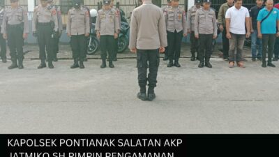 Kapolsek Pontianak Selatan AKP Jatmiko, S.H. Pimpin Pengamanan Kampanye Blusukan Paslon Wali Kota Pontianak Nomor Urut 2 di Jalan Gajahmada