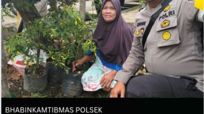 Bhabinkamtibmas Polsek.Pontianak Timur bersama kelompok tani “Sakura’ Mendukung Ketahanan Pangan.