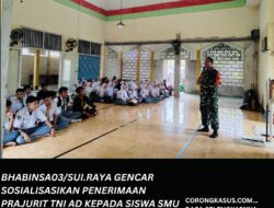 Bhabinsa 03/Sui Raya Gencar Sosialisasikan Penerimaan Prajurit TNI AD kepada Siswa SMU 1 Sui Raya