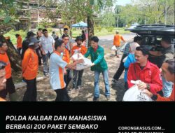 Polda Kalbar dan Mahasiswa Berbagi 200 Paket Sembako untuk Petugas Kebersihan