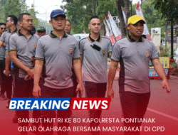 Sambut HUT RI ke-80, Kapolresta Pontianak Gelar Olahraga Bersama Masyarakat di CFD di Jalan A. Yani Mega Mall
