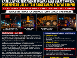 Diduga Tanpa Pengawalan dan Izin Lengkap, Tronton Pengangkut Alat Berat Putuskan Kabel Listrik di Singkawang