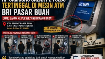 HP Samsung Galaxy Z Fold5 Tertinggal di Mesin ATM BRI Pasar Buah, Domo Lapor ke Polsek Singkawang Barat