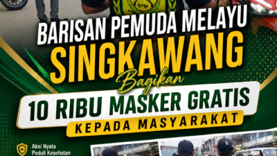 Barisan Pemuda Melayu Singkawang Bagikan 10 Ribu Masker Gratis kepada Masyarakat